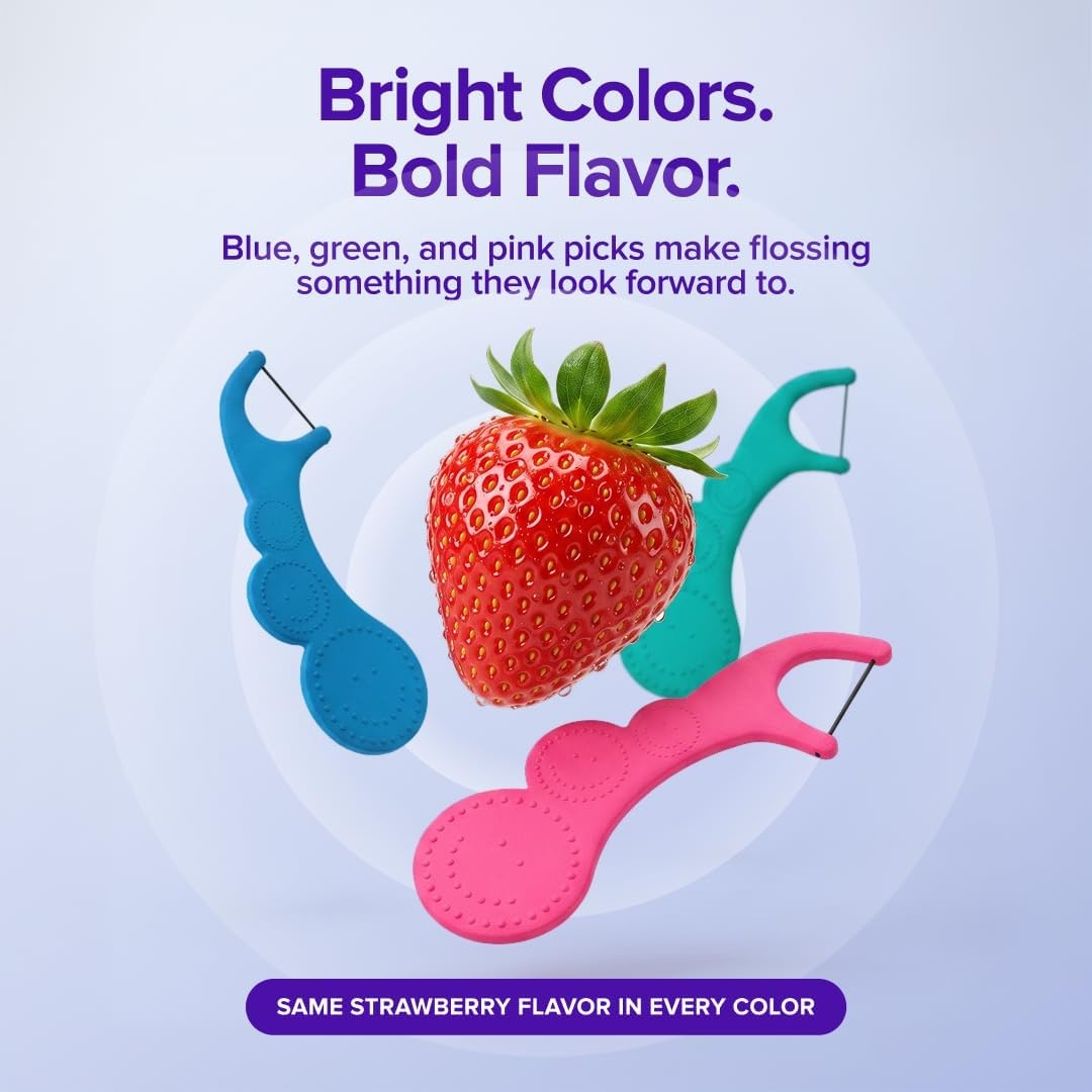 image:imageBURST Kids Flossers 90 Count1 Pack Strawberry Aroma90 Count Pack of 1