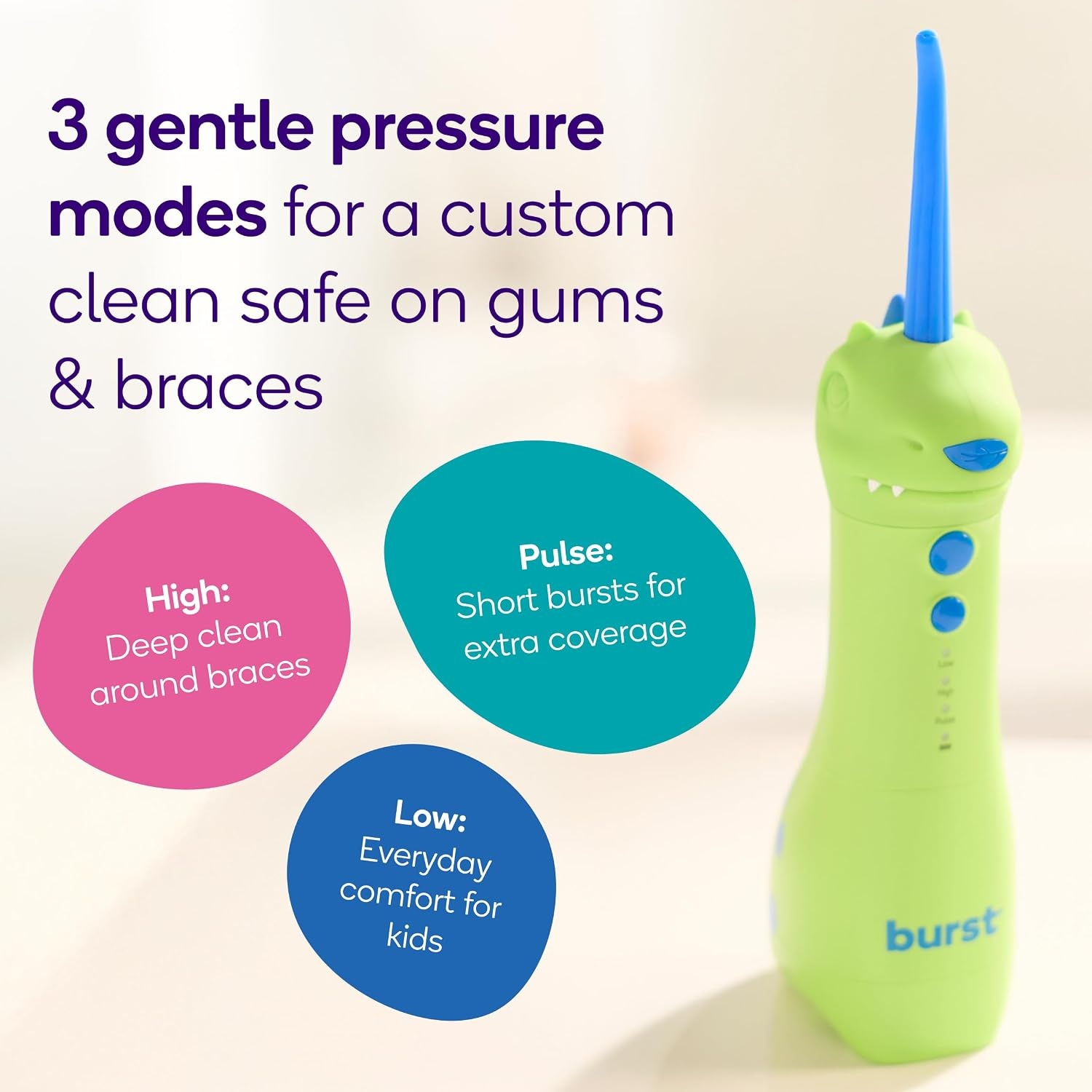 image:imageBURST Kids Water Flosser Dinosaur Cordless amp Rechargeable Water FlosserDinosaur