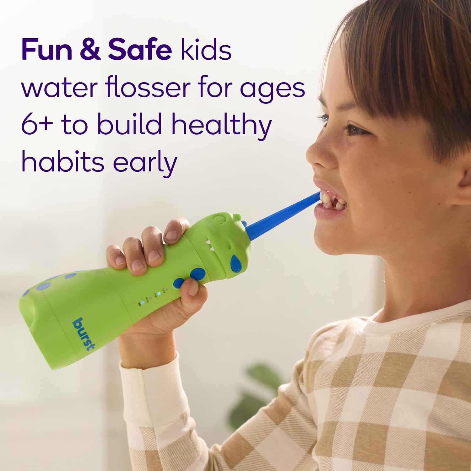 image:imageBURST Kids Water Flosser Dinosaur Cordless amp Rechargeable Water FlosserDinosaur