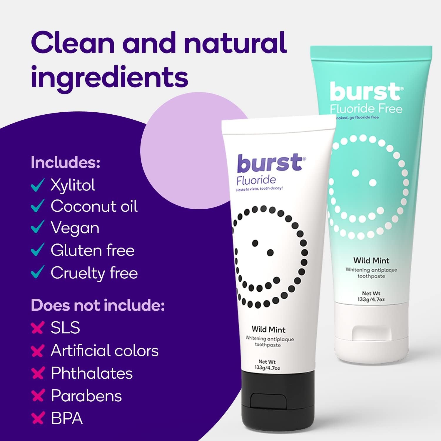 image:imageBURST Whitening Toothpaste 47oz2 Pack Wild Mint for Sensitive TeethWild Mint 2 Pack