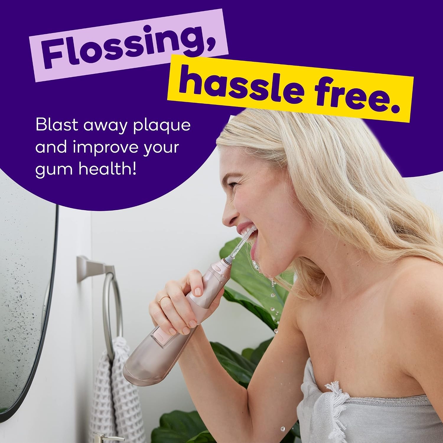 image:imageBurst Electric Water Flosser for Teeth Cleaning 3 ModesBlackRose Gold