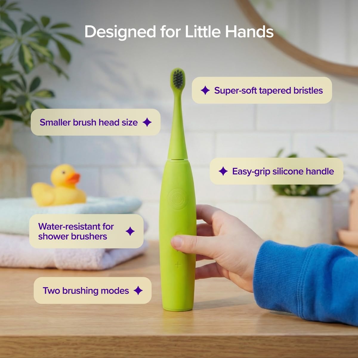 image:imageBurst Kids amp Toddlers Electric Toothbrush Purple Soft BristlesGreen