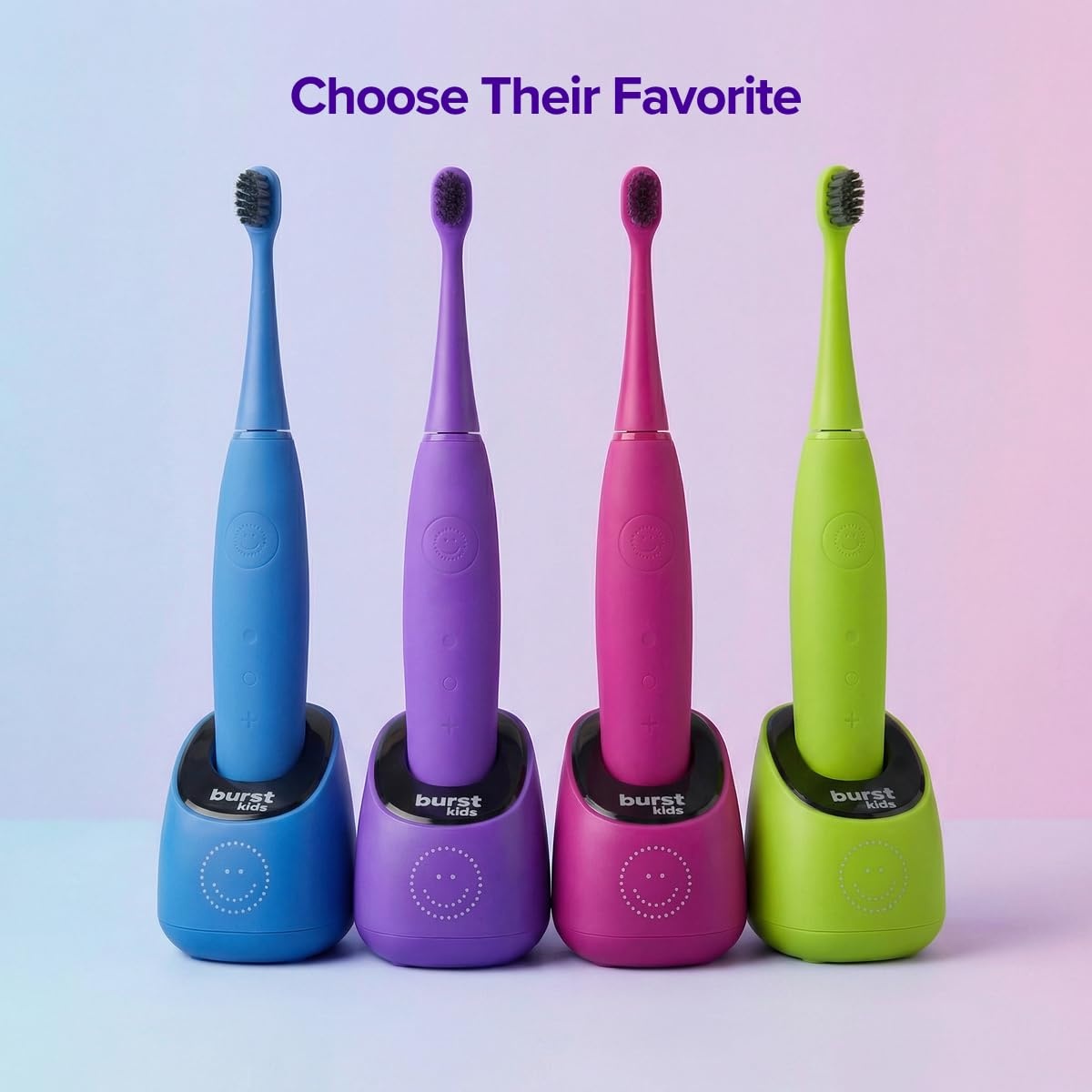 image:imageBurst Kids amp Toddlers Electric Toothbrush Purple Soft BristlesGreen