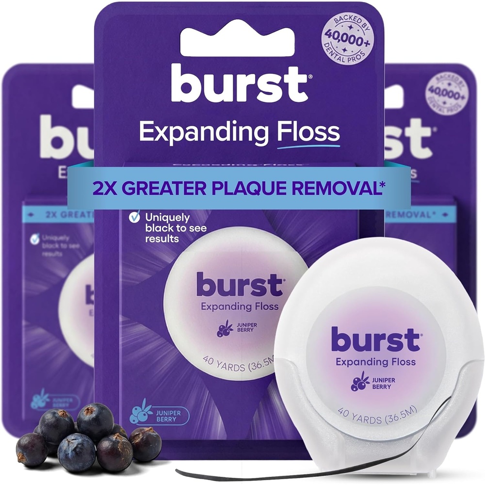 image:imageBURST Expanding Dental Floss Juniper Berry120 Yards Stain Absorbing