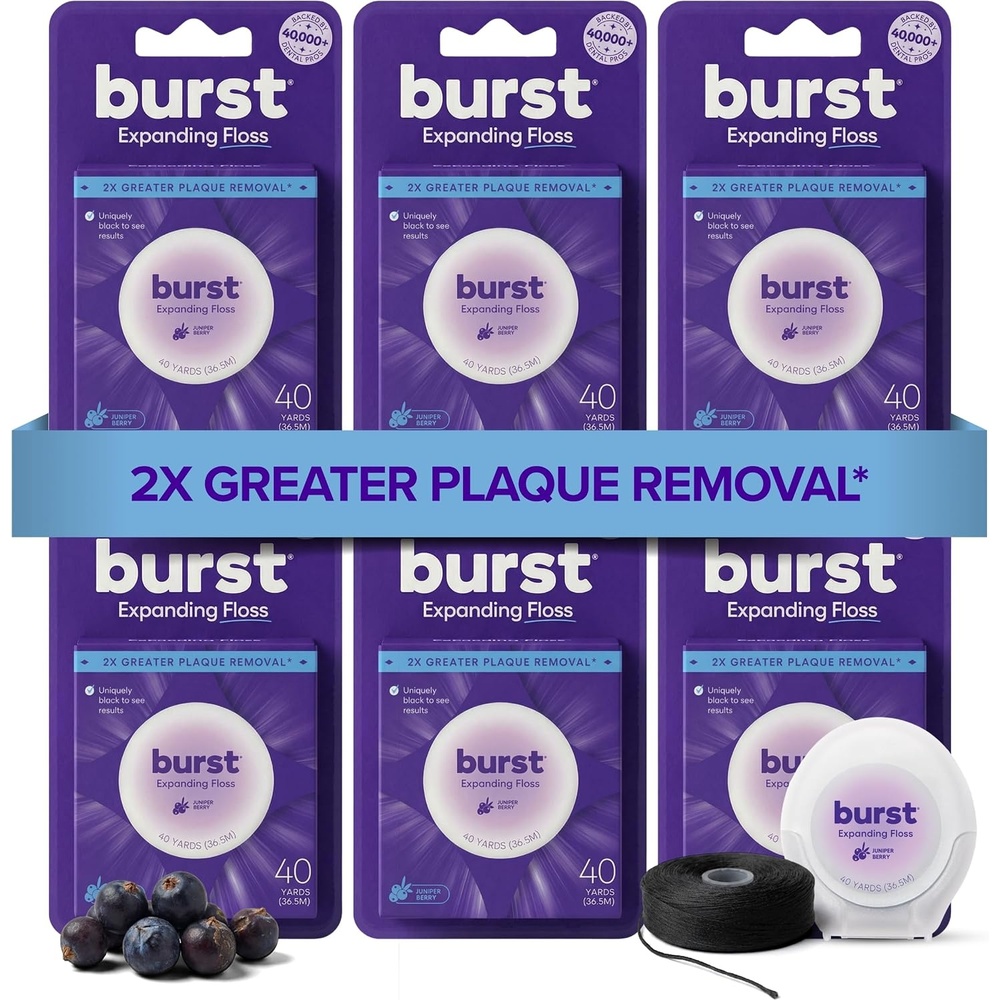 image:imageBURST Expanding Dental Floss Juniper Berry240 Yards  Stain Absorbing