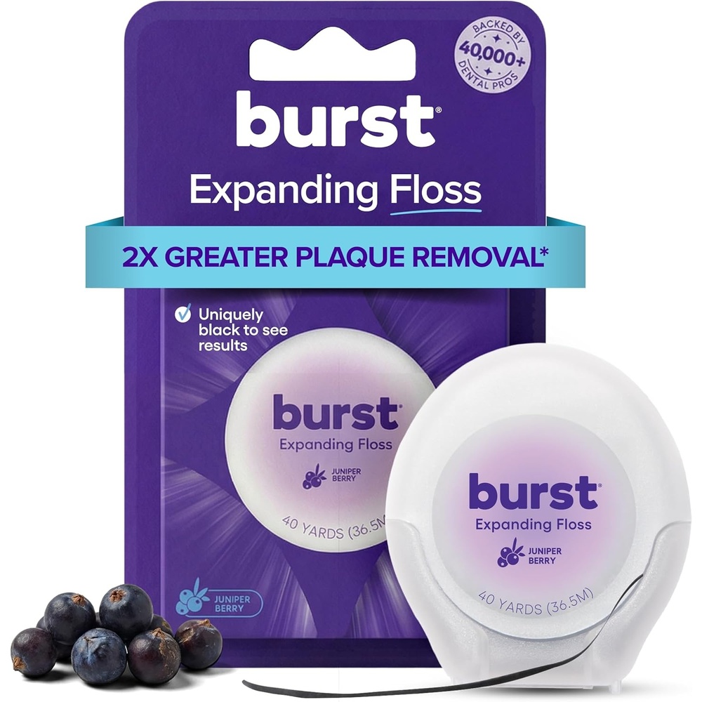 image:imageBURST Expanding Dental Floss Juniper Berry40 Yards Stain Absorbing