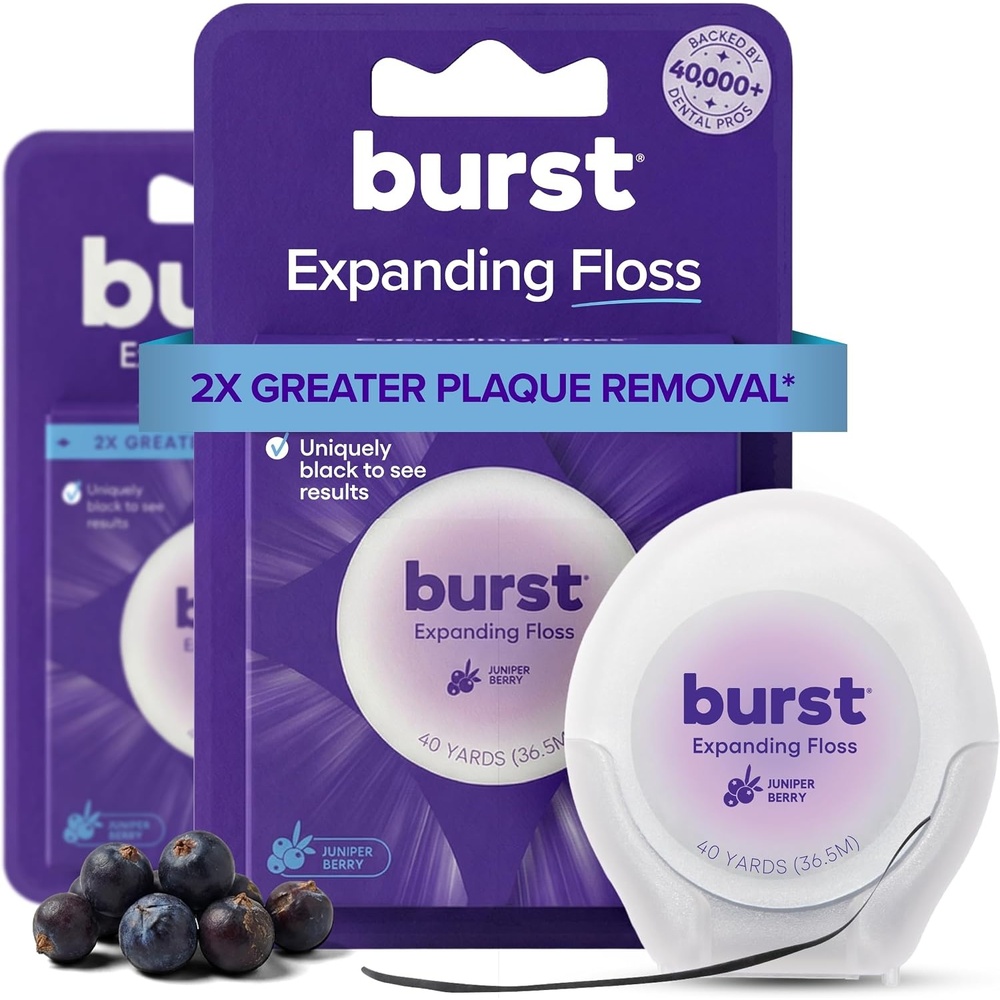 image:imageBURST Expanding Dental Floss Juniper Berry80 Yards Stain Absorbing