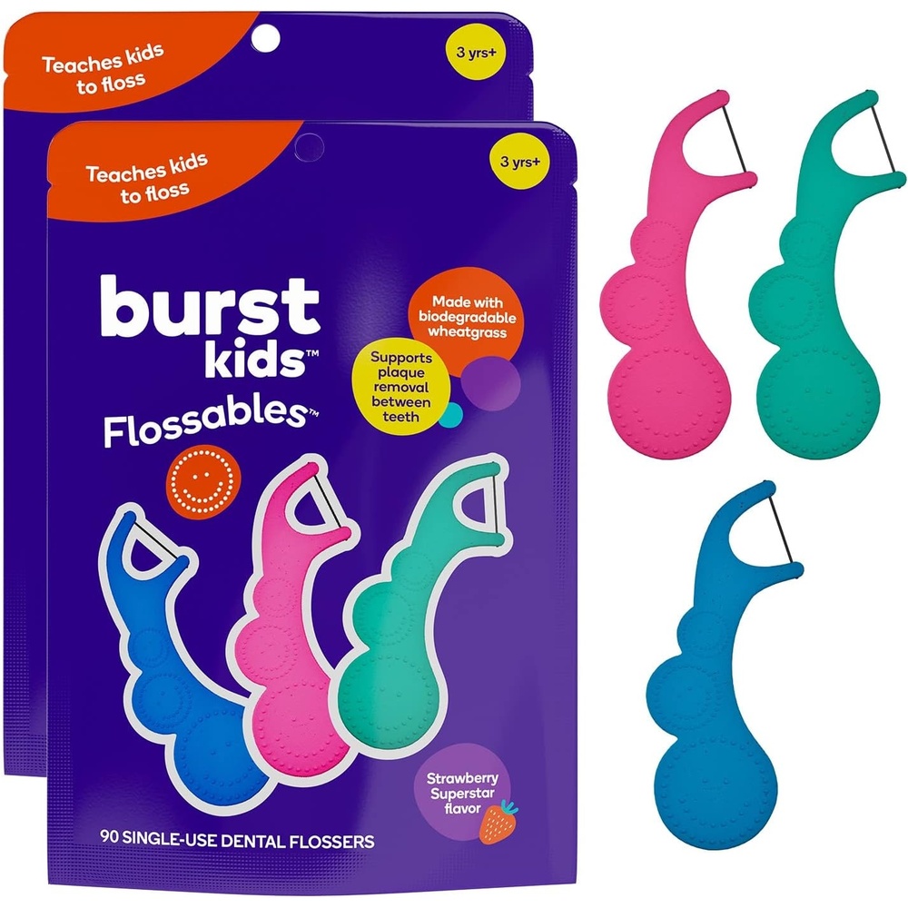 image:imageBURST Kids Flossers 90 Count1 Pack Strawberry Aroma180 Count Pack of 1