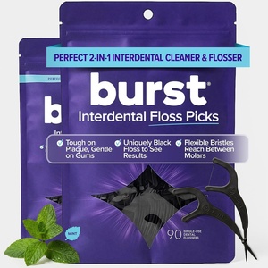 BURST Adult Dental Floss Picks (180 Count/2 Pack) | Mint Eucalyptus(180 Count (Pack of 1))