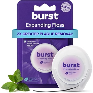 BURST Expanding Dental Floss (Mint Eucalyptus/160 Yards) | Stain Absorbing(120 Foot (Pack of 1))