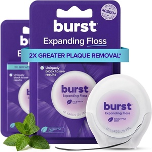 BURST Expanding Dental Floss (Mint Eucalyptus/40 Yards) | Stain Absorbing(240 Foot (Pack of 1))