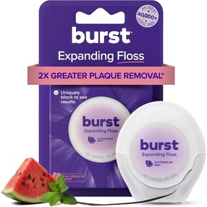 BURST Expanding Dental Floss (Watermelon Mint/120 Yards) | Stain Absorbing(120 Foot (Pack of 1))