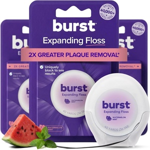 BURST Expanding Dental Floss (Watermelon Mint/120 Yards) | Stain Absorbing(360 Foot (Pack of 1))