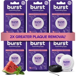 BURST Expanding Dental Floss (Watermelon Mint/40 Yards) | Stain Absorbing(720 Foot (Pack of 1))