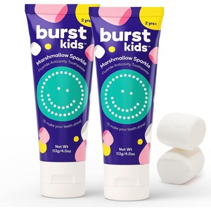 BURST Fluoride Free Strawberry Kids Toothpaste (4oz)(Marshmallow Fluoride 2 Pack)