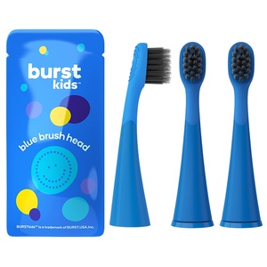 BURST Genuine Replacement Heads for Kids Electric Toothbrush (Green/3 Pack)(Blue)