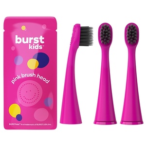 BURST Genuine Replacement Heads for Kids Electric Toothbrush (Green/3 Pack)(Pink)