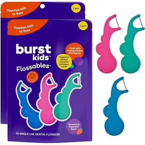 BURST Kids Flossers (90 Count/1 Pack) | Strawberry Aroma(180 Count (Pack of 1))