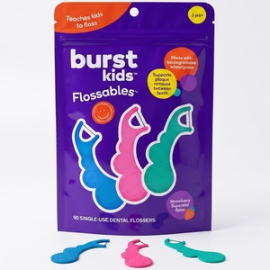 BURST Kids Flossers (90 Count/1 Pack) | Strawberry Aroma(90 Count (Pack of 1))